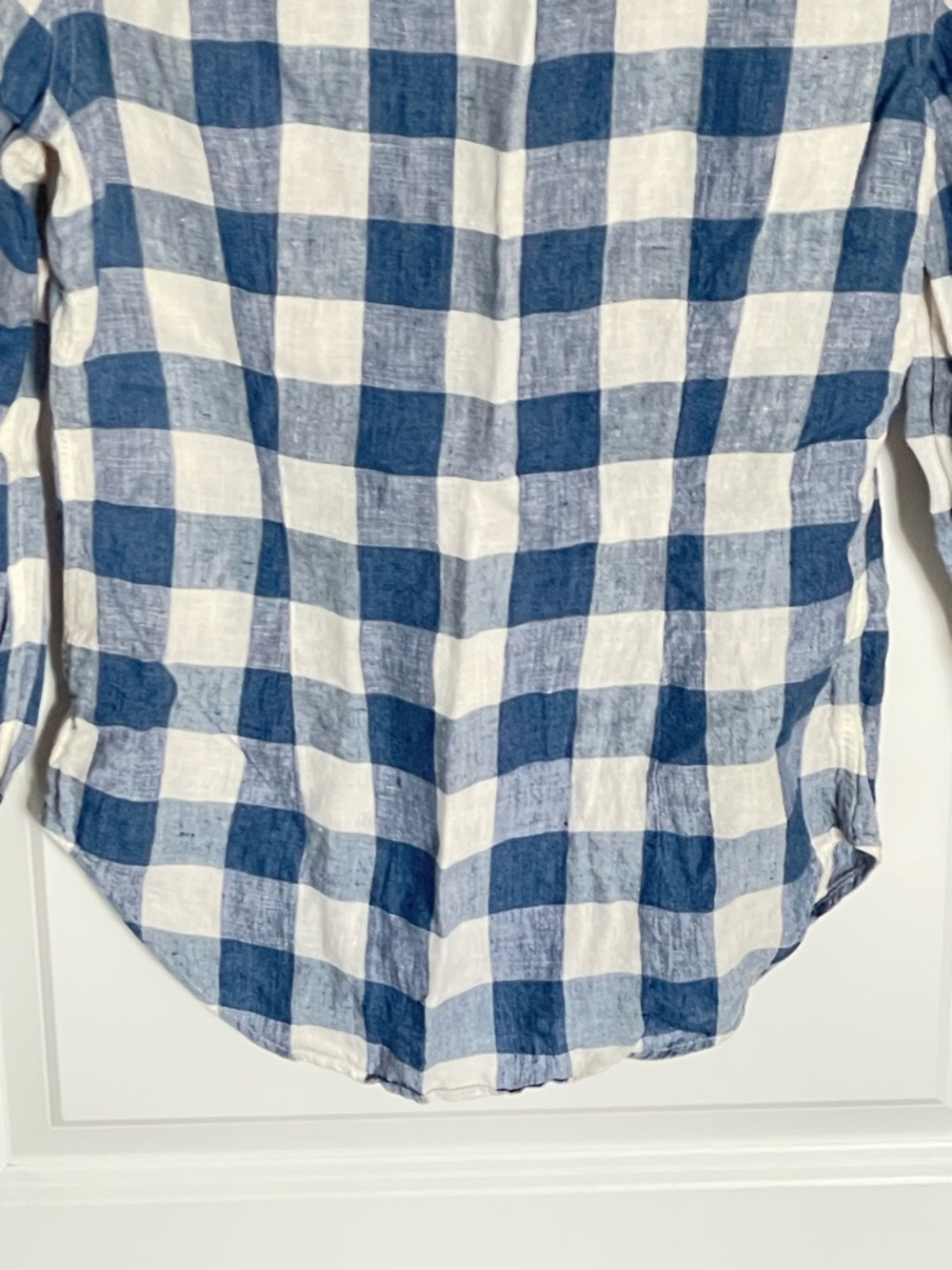 Ralph Lauren Blue & White Gingham Linen Long Sleeve Shirt Size 2 54428 - Picture 9 of 13